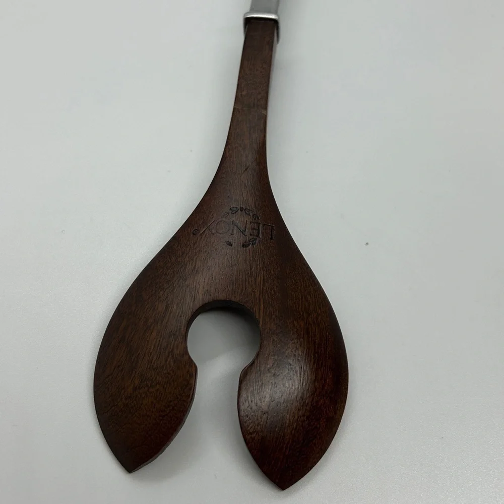 Vintage Silver- Brown Lenox Salad Serving Fork Silver Handle Utensil